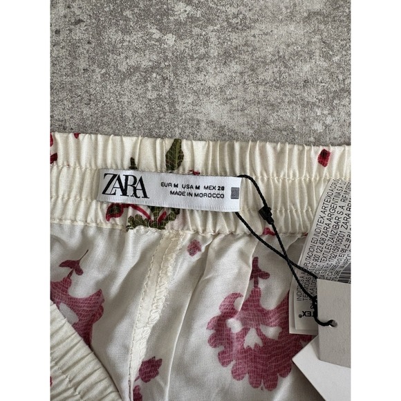 ZARA Women's Wide Leg Cotton Pants, Colorful Soft‎ Trendy Size M - Picture 5 of 6